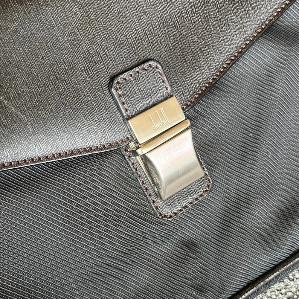 Dunhill Black Leather / fabric clutch with adjustable strap